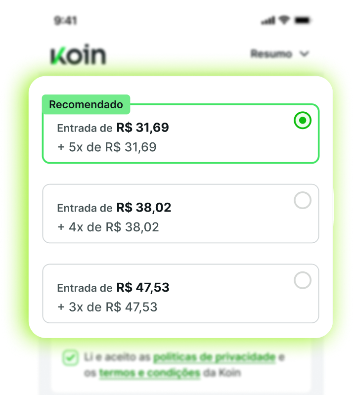 Tela do aplicativo Koin
