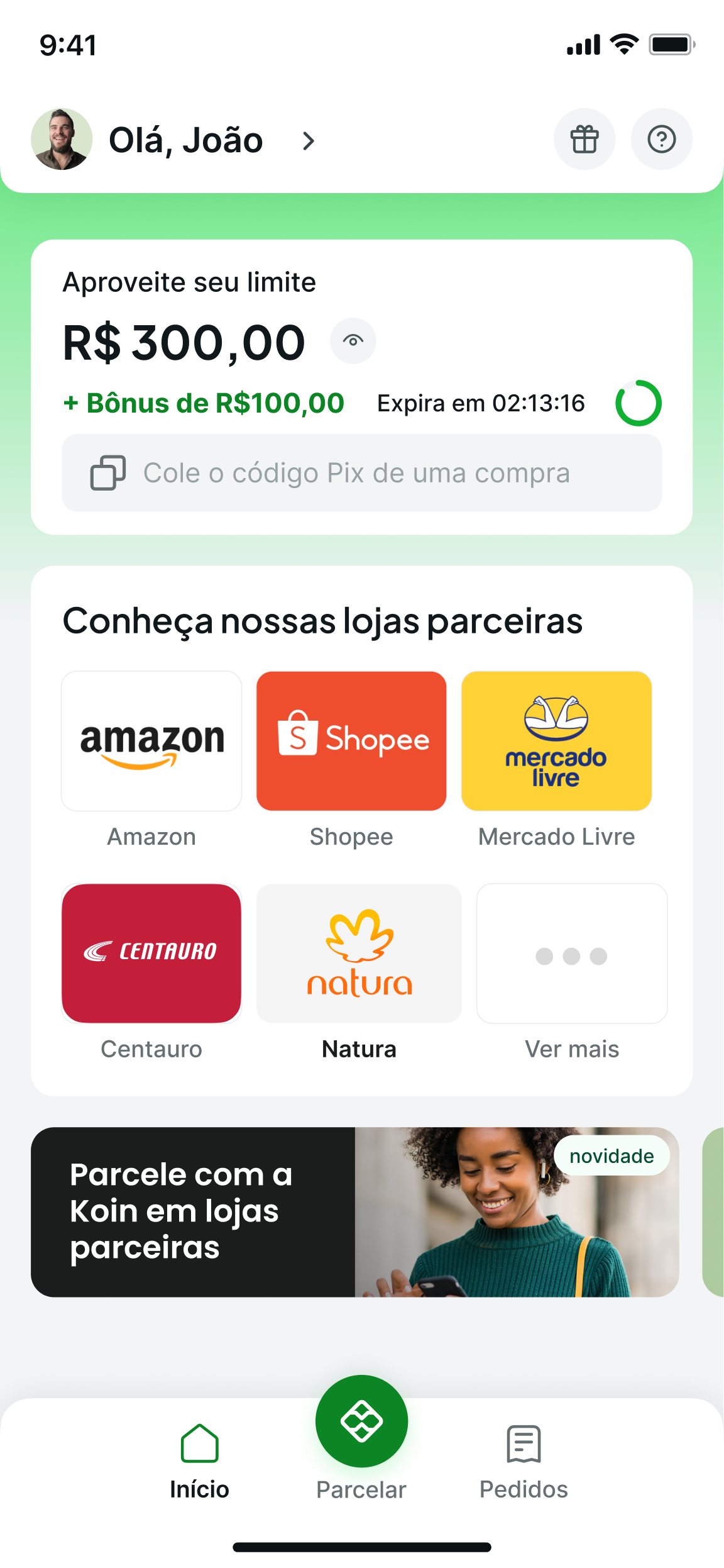 Cadastro no app Koin